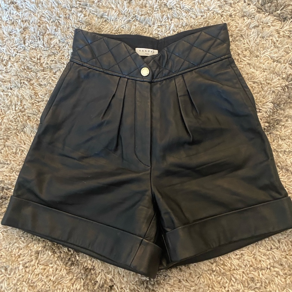 Sandro High Rise Leather Short
